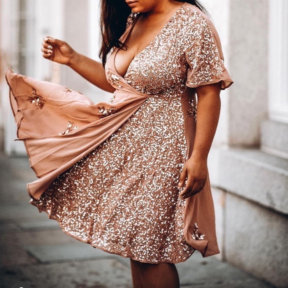 ASOS CURVE 14 Maya Deluxe embellished midi dress with contrast sequin